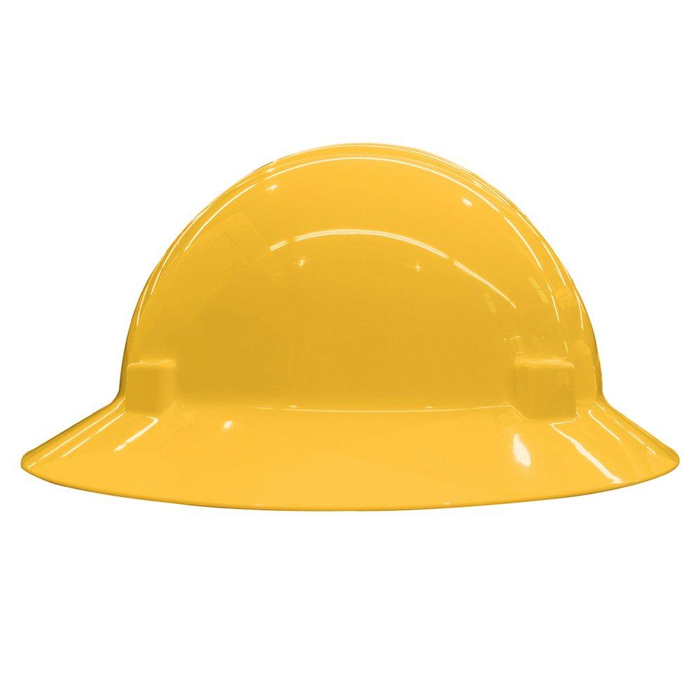 ERB Safety Yellow Full Brim Safety Helmet with Mega Ratchet 