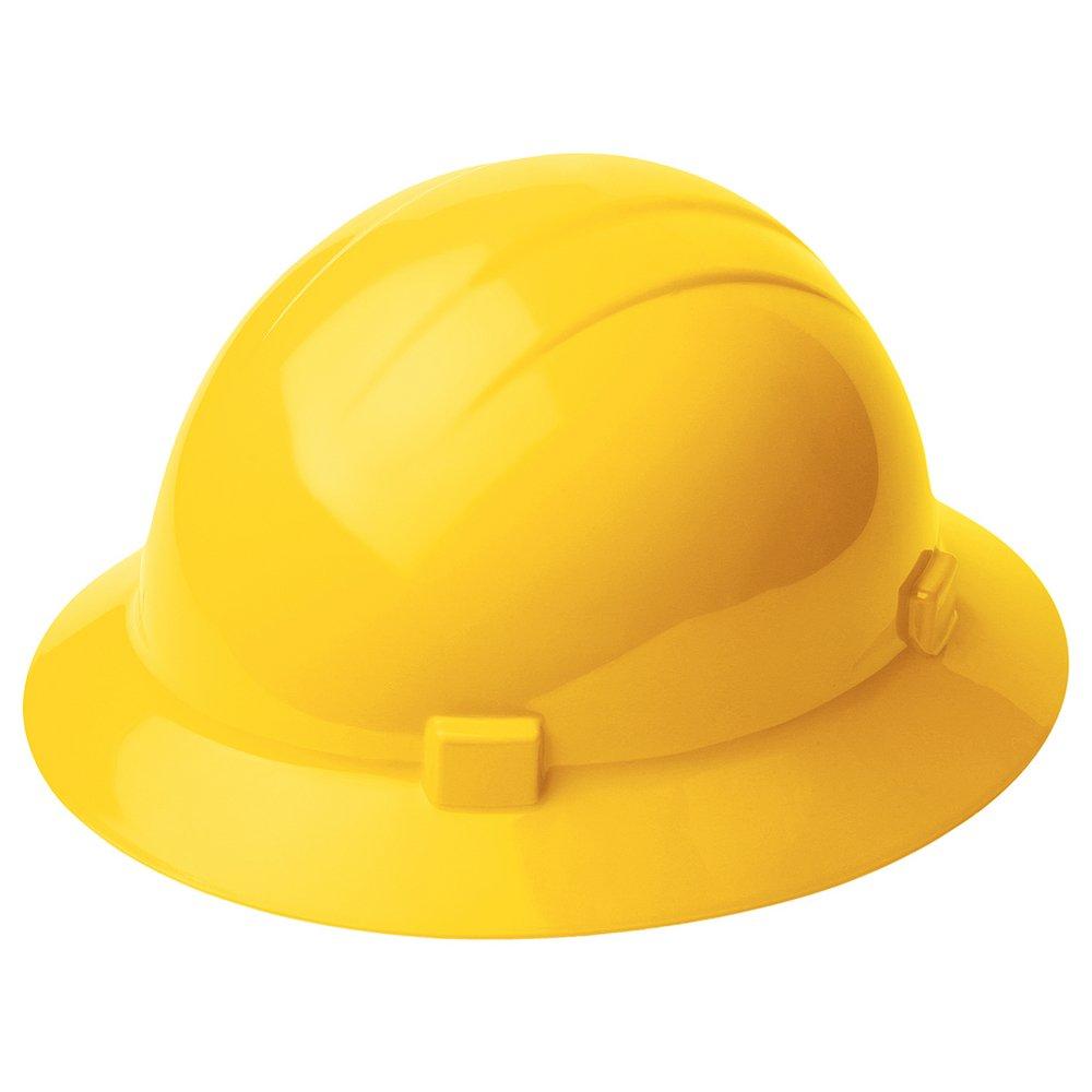 ERB Safety Yellow Full Brim Safety Helmet with Mega Ratchet 