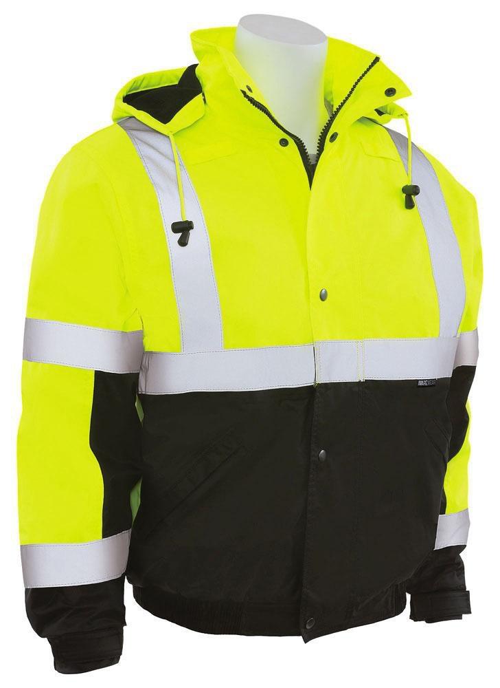 ERB Safety Hi-Viz Lime Bomber Jacket in Lime & Black 
