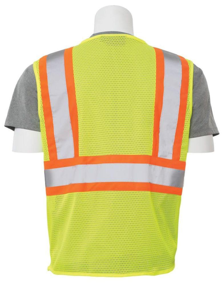 ERB Safety Hi-Viz Lime Mesh Safety Vest with Zipper Front Closure in Lime 