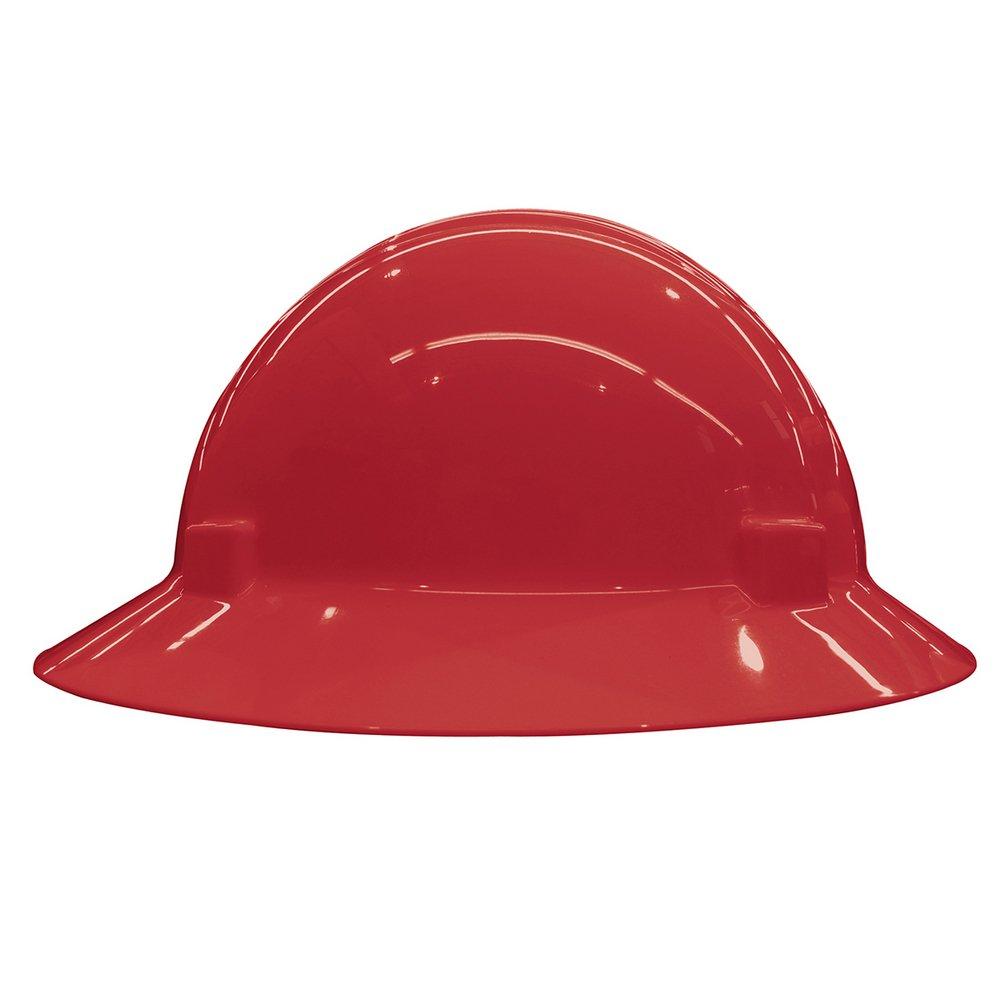 ERB Safety Red Full Brim Safety Helmet with Mega Ratchet 