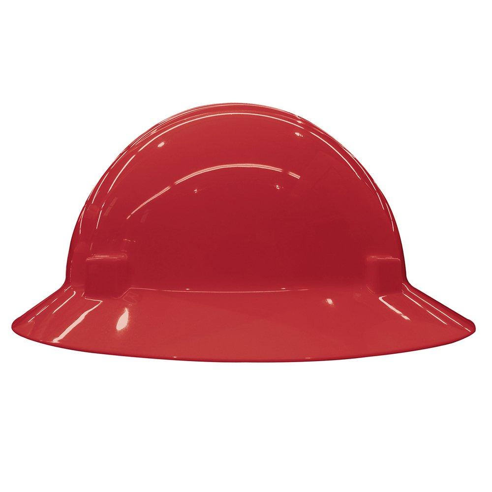 ERB Safety Red Full Brim Safety Helmet with Mega Ratchet 