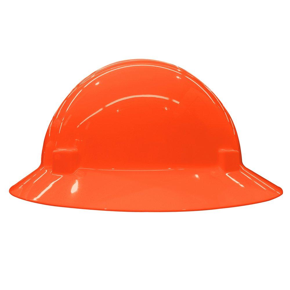 ERB Safety Hi-Viz Orange Size 6.5-8 Plastic Full Brim Ratchet Hard Hat 