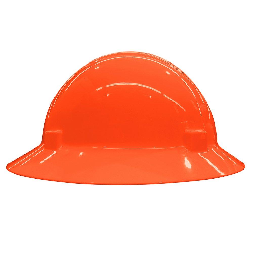 ERB Safety Hi-Viz Orange Size 6.5-8 Plastic Full Brim Ratchet Hard Hat 
