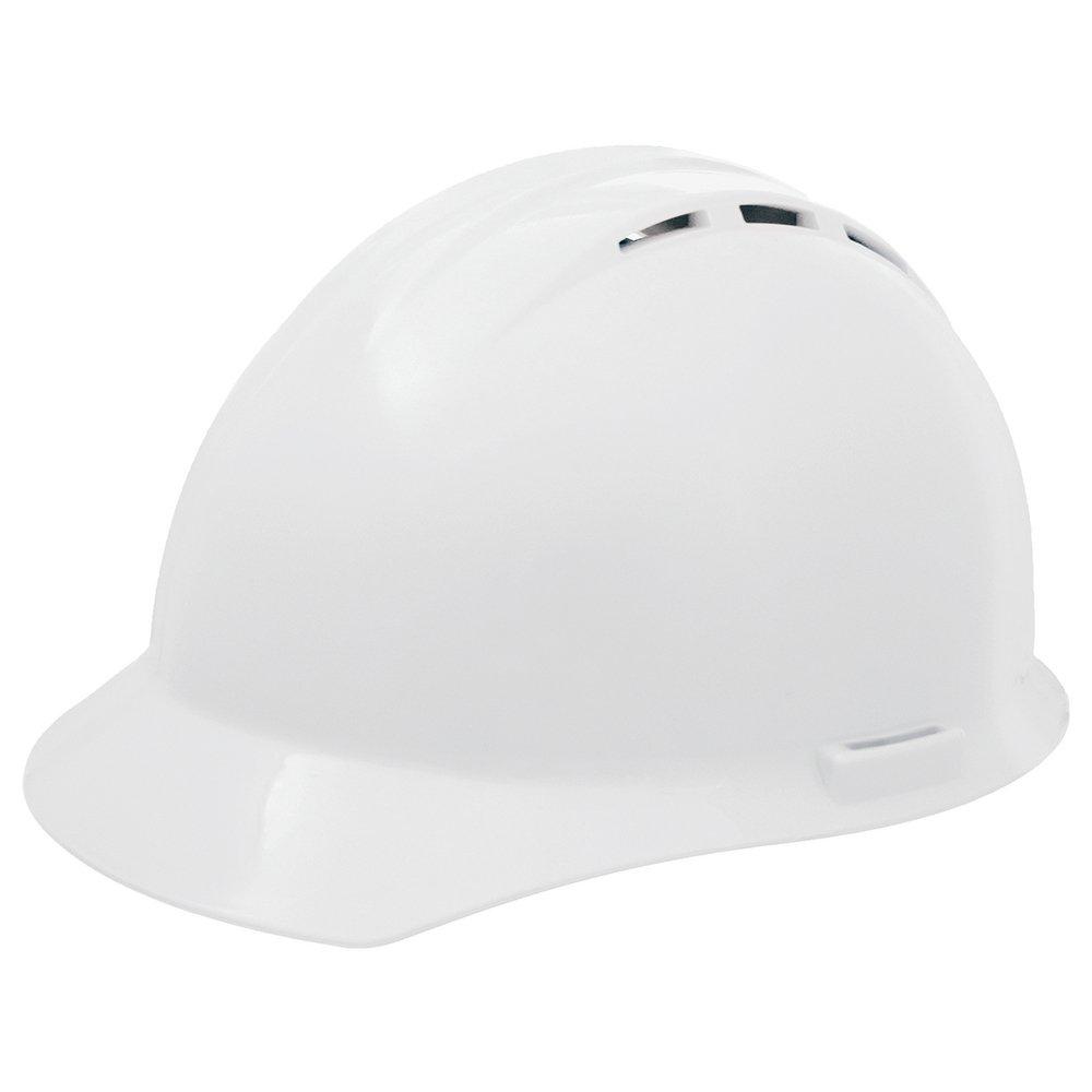 ERB Safety White Size 6.5-8 Plastic Vented Hard Hat 