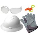 New Hire Kit Full Brim Hard hat with Clear Safety Glasses in White