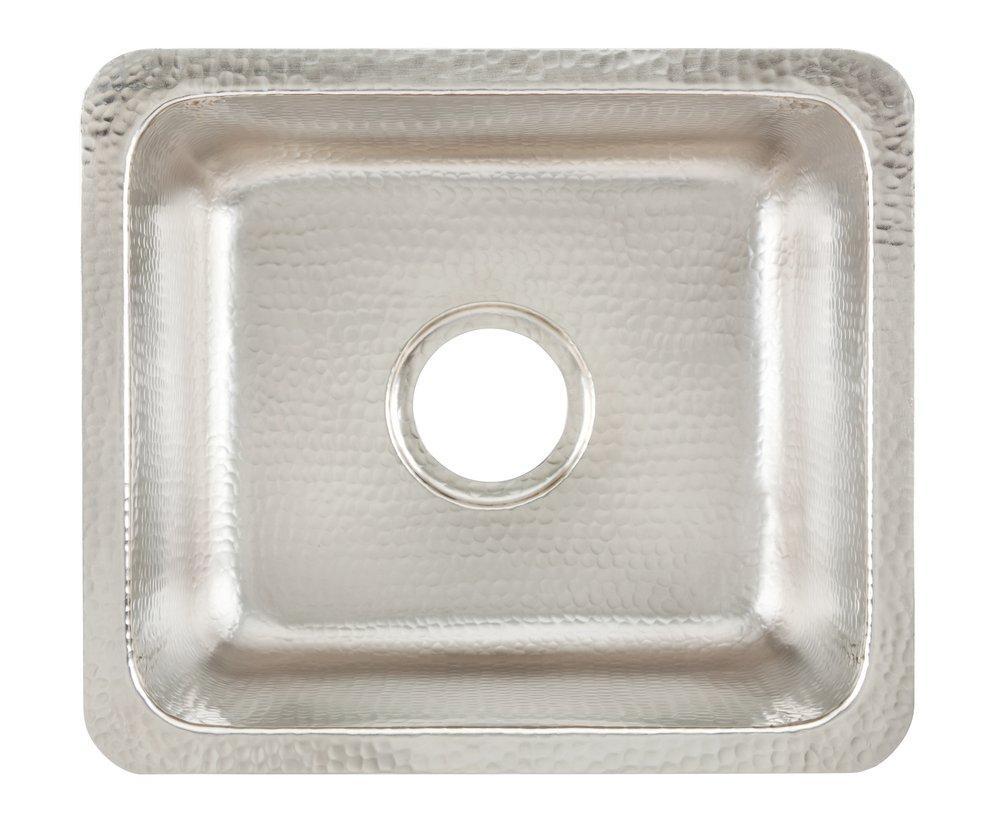 Thompson Hammered Nickel 17 x 15 in. Drop-in and Undermount Copper Bar Sink 