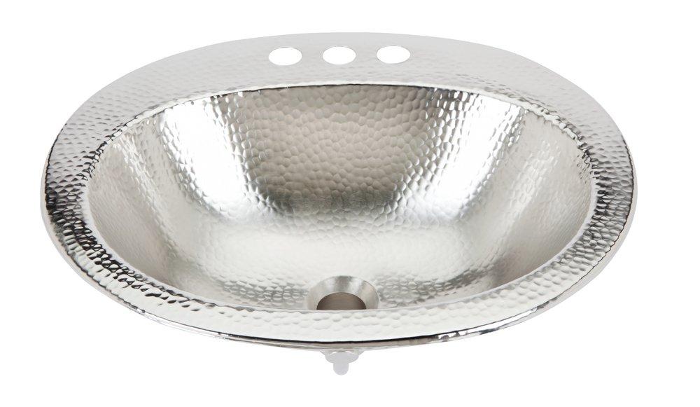 Thompson Hammered Nickel 3-Hole 1-Bowl Copper Undermount and Drop-In Lavatory Sink 