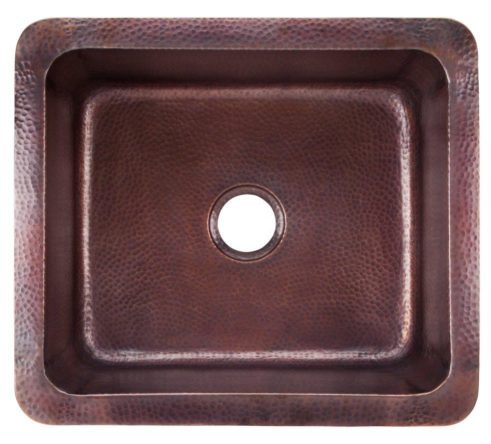 Thompson Aged Copper 17 x 15 in. Drop-in and Undermount Copper Bar Sink 