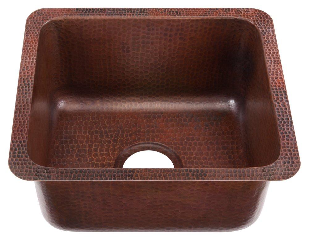 Thompson Aged Copper 17 x 15 in. Drop-in and Undermount Copper Bar Sink 