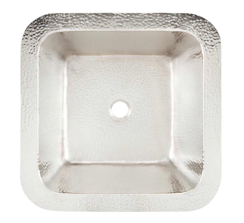 Thompson Hammered Nickel 15-5/8 x 15-5/8 in. Drop-in and Undermount Nickel Bar Sink 