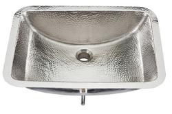 21 in. Undermount Rectangular Copper Bathroom Sink in Hammered Nickel