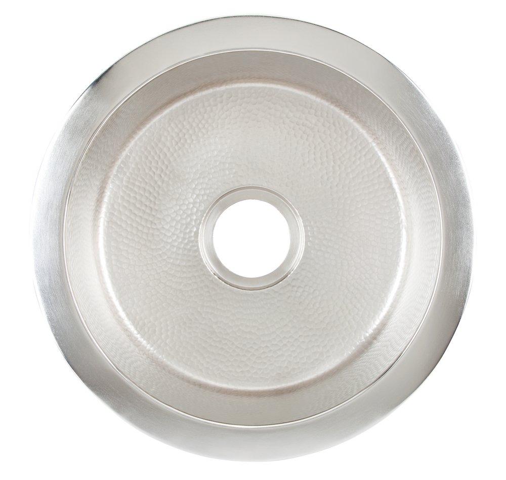 Thompson Hammered Nickel 17 x 17 in. Drop-in and Undermount Nickel Bar Sink 