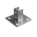 3 1/2 in. Single Channel Four Hole Square Stainless Steel Post Base