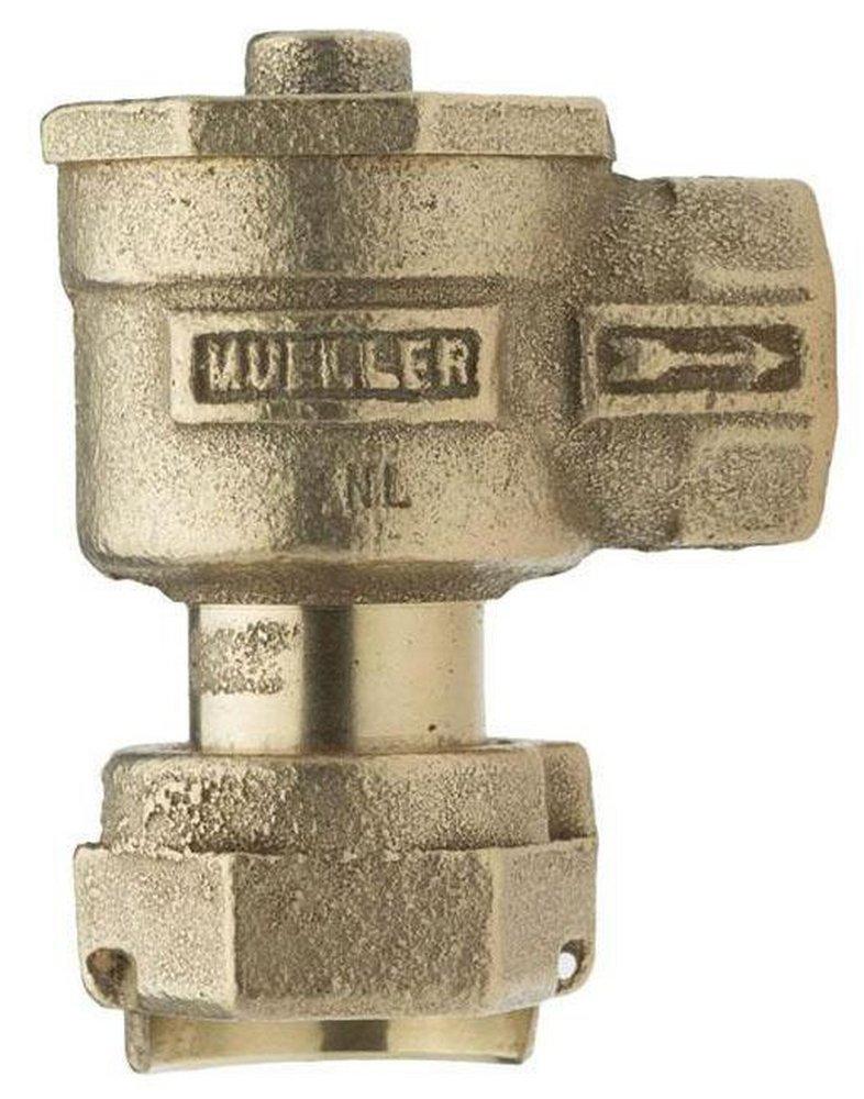 Mueller Company Meter Swivel Nut x FIPT Brass Angle Dual Check Valve 