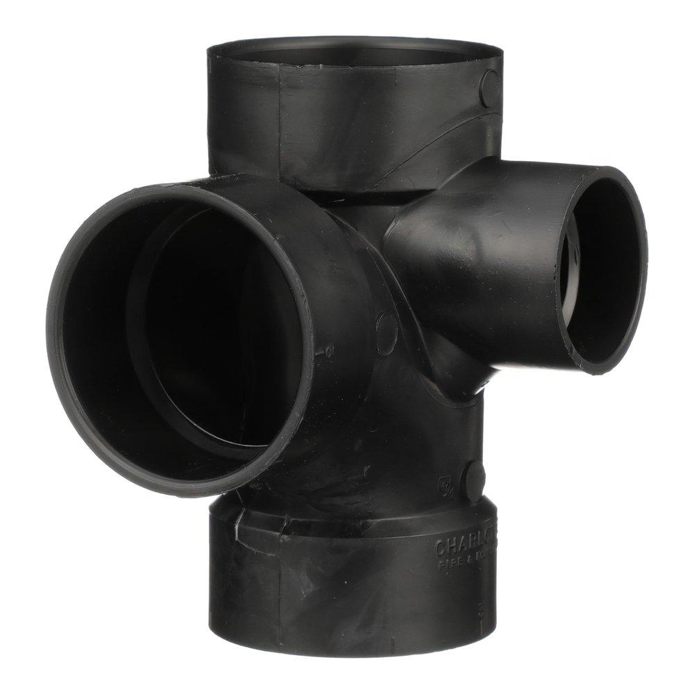 Black ABS DWV Sanitary Tee with Right Side Inlet 