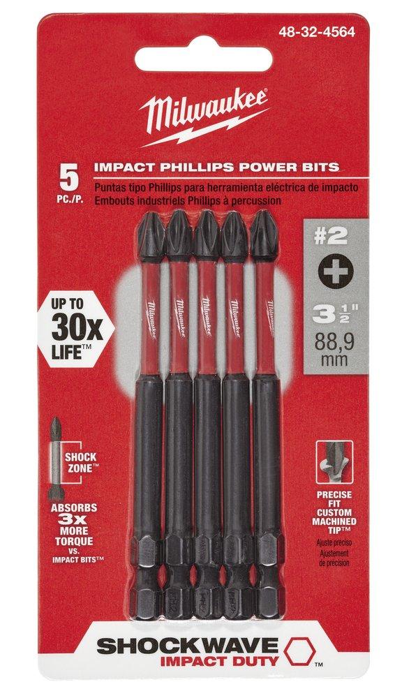 Milwaukee&reg; Silver 1/4 x 1/4 in. Hex Phillips 5 Piece 