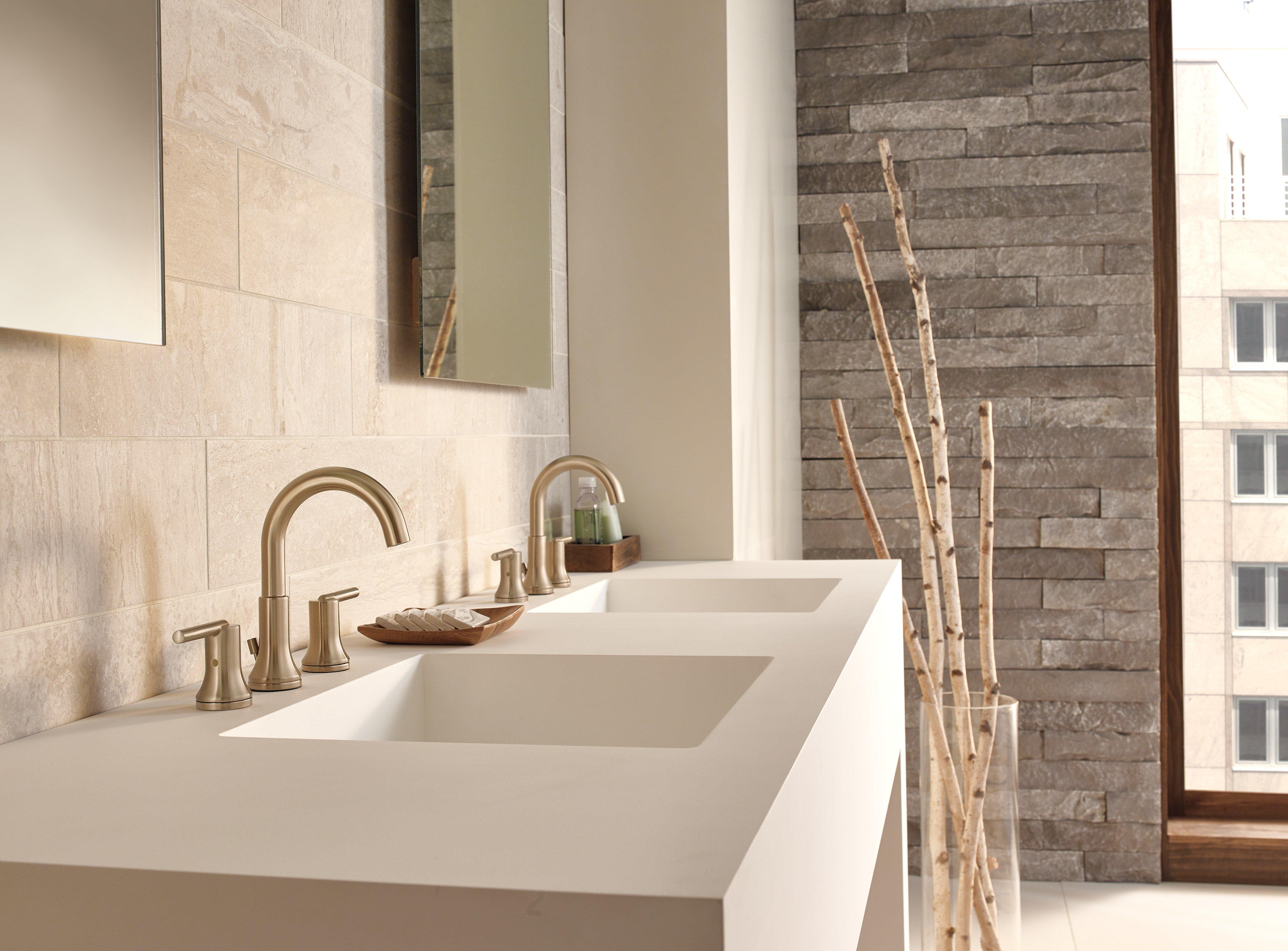 Delta Faucet Brilliance Champagne Bronze Widespread Lavatory Faucet with Double Lever Handle 