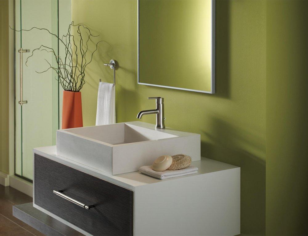 Delta Faucet Brilliance Stainless Single Handle Monoblock Bathroom Sink Faucet with Metal Pop-Up Drain Assembly 