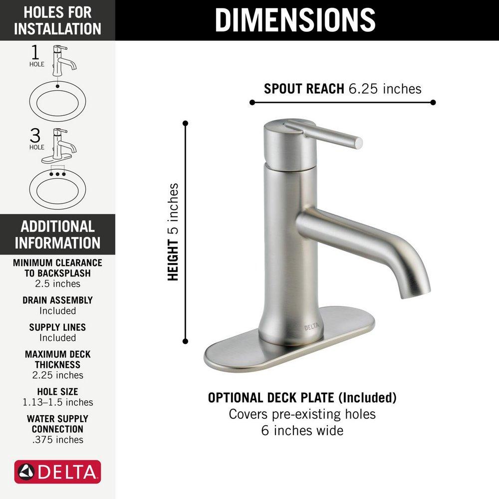 Delta Faucet Brilliance Stainless Single Handle Monoblock Bathroom Sink Faucet with Metal Pop-Up Drain Assembly 