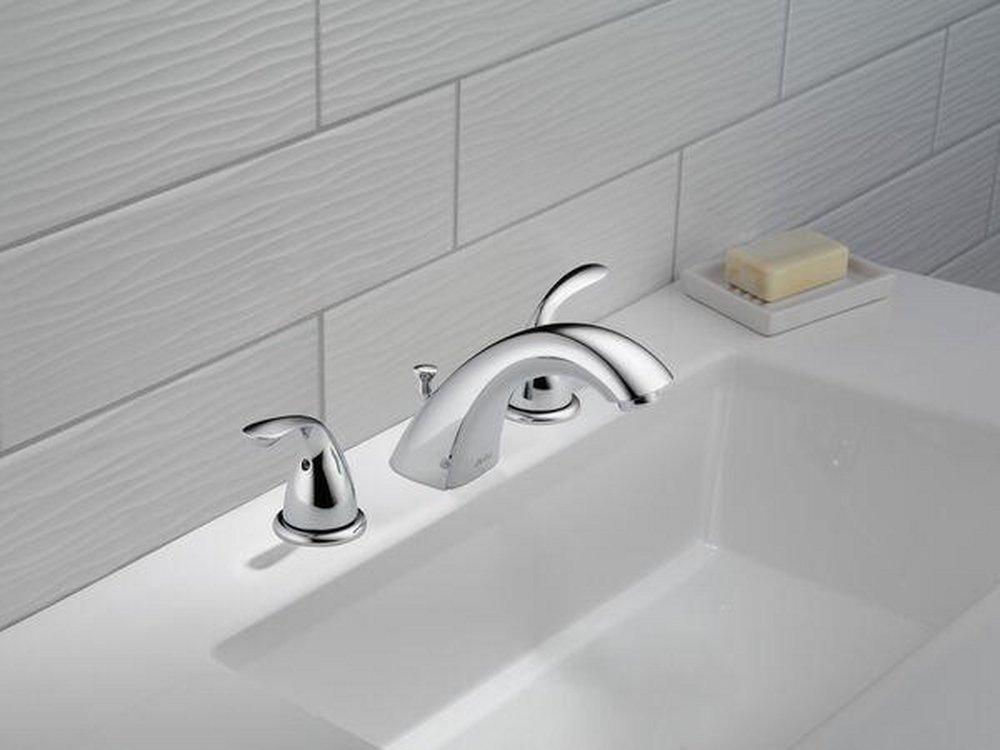 Delta Faucet Brilliance&reg; Stainless Two Handle Widespread Bathroom Sink Faucet 