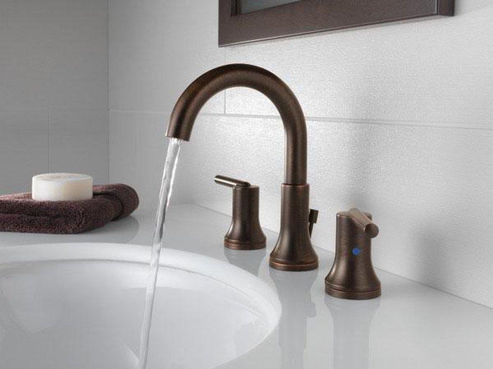 Delta Faucet Venetian Bronze Two Handle Widespread Bathroom Sink Faucet with Metal Drain Assembly 