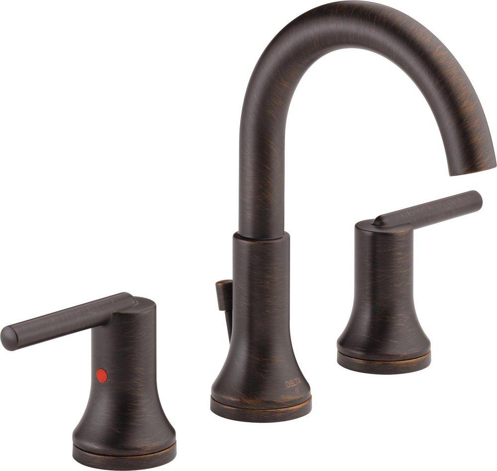 Delta Faucet Venetian Bronze Two Handle Widespread Bathroom Sink Faucet with Metal Drain Assembly 