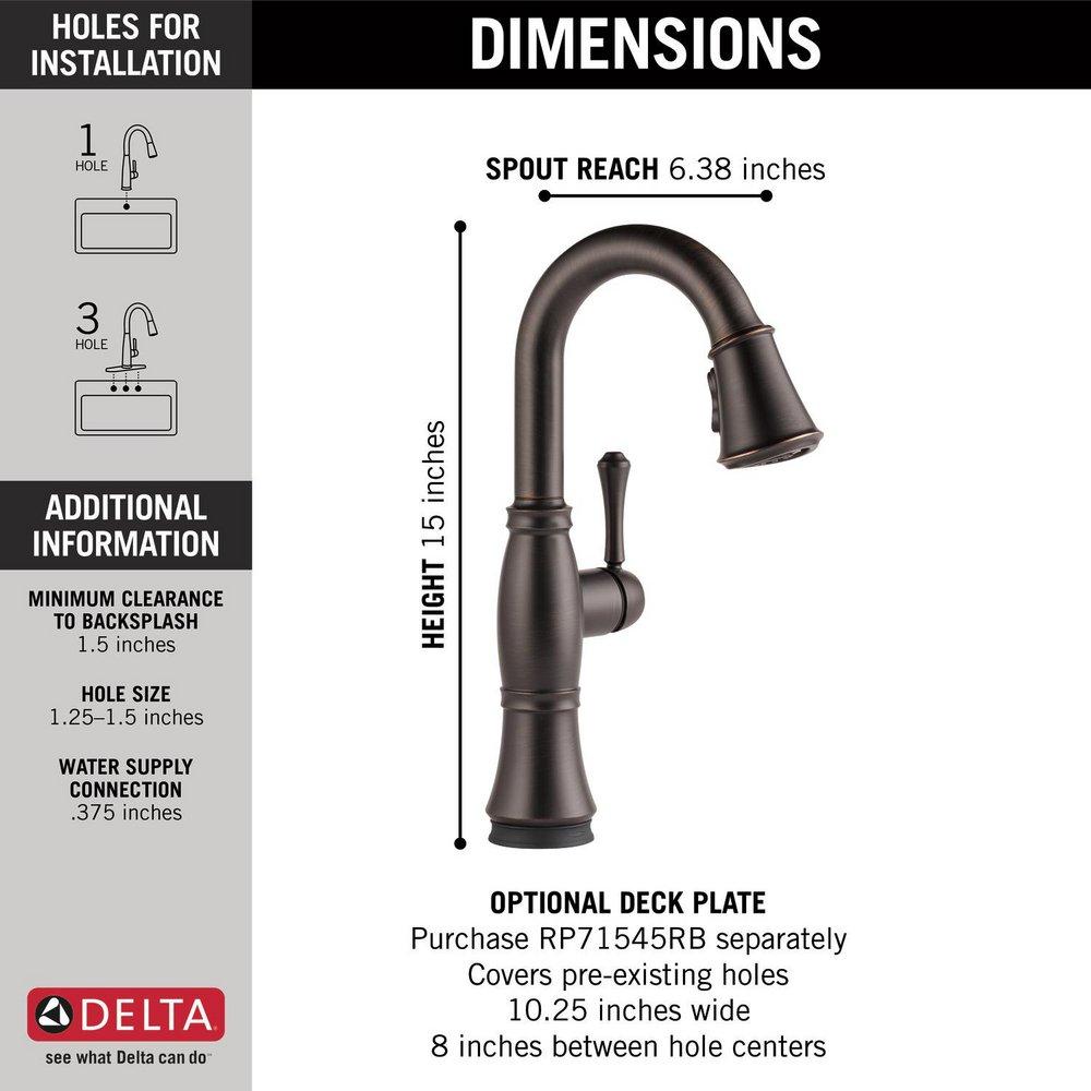 Delta Faucet Venetian Bronze Single Handle Pull Down Bar Faucet 