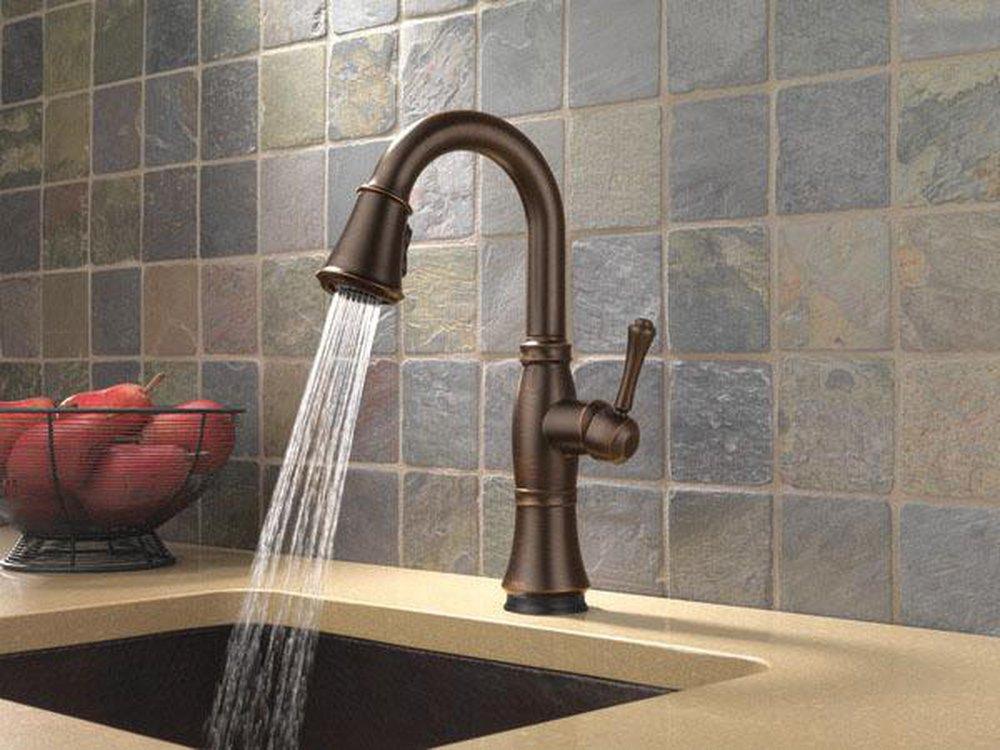 Delta Faucet Venetian Bronze Single Handle Pull Down Bar Faucet 