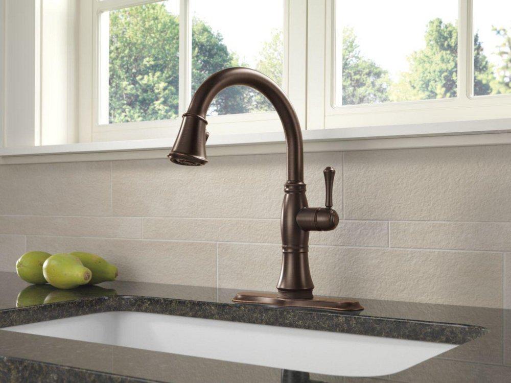 Delta Faucet Venetian&reg; Bronze Single Handle Pull Down Touch Activated Kitchen Faucet 