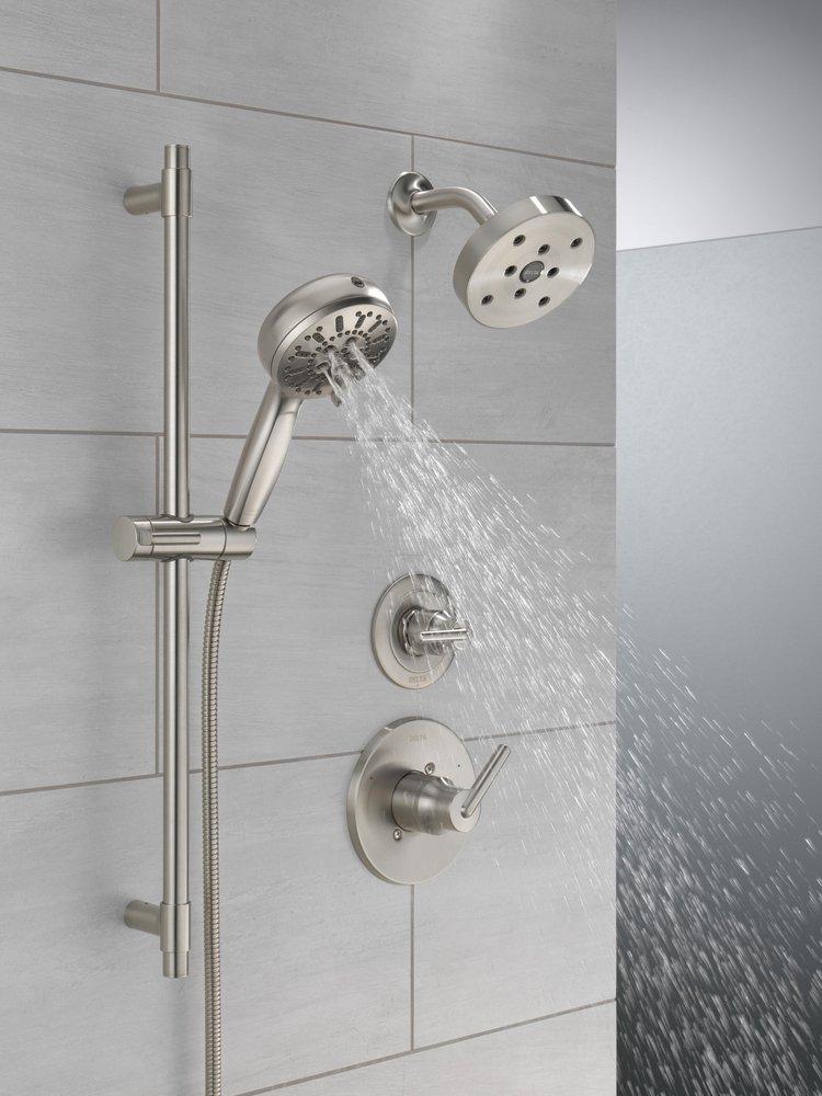 Delta Faucet Brilliance&reg; Stainless Tub and Shower Diverter Valve with Single Lever Handle 