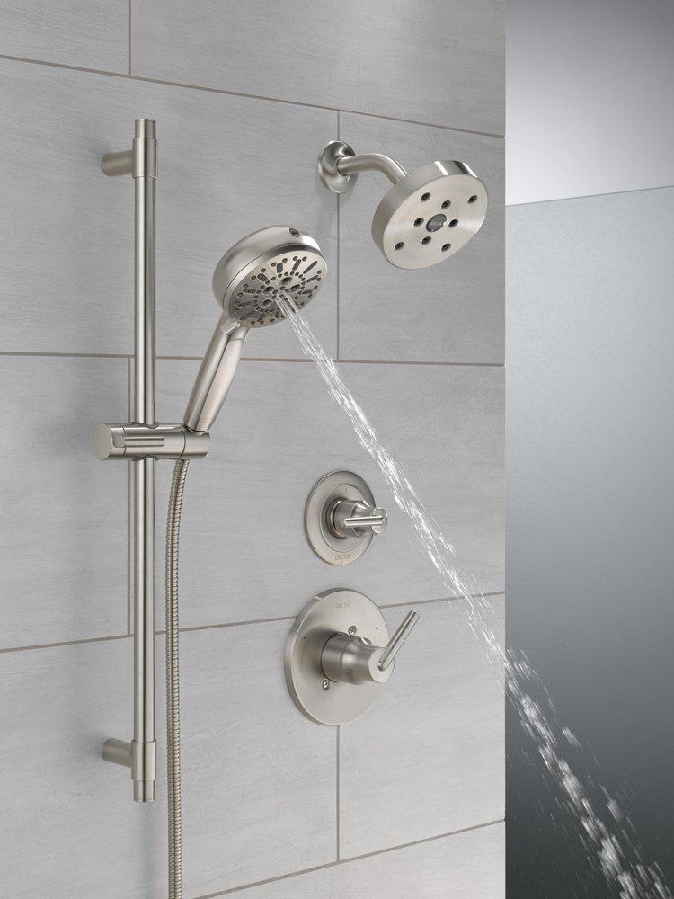 Delta Faucet Brilliance&reg; Stainless Tub and Shower Diverter Valve with Single Lever Handle 