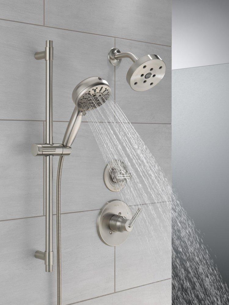 Delta Faucet Brilliance&reg; Stainless Tub and Shower Diverter Valve with Single Lever Handle 