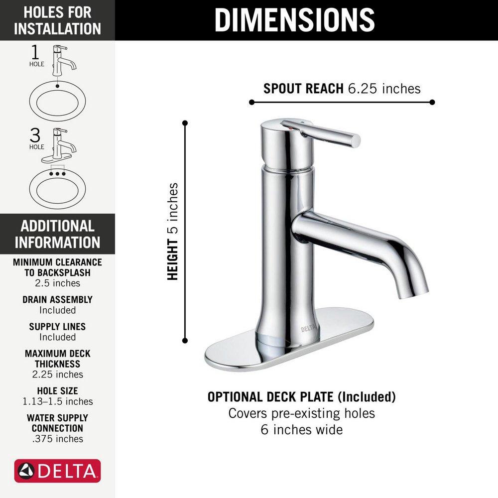 Delta Faucet Chrome Single Handle Monoblock Bathroom Sink Faucet with Metal Pop-Up Drain Assembly 