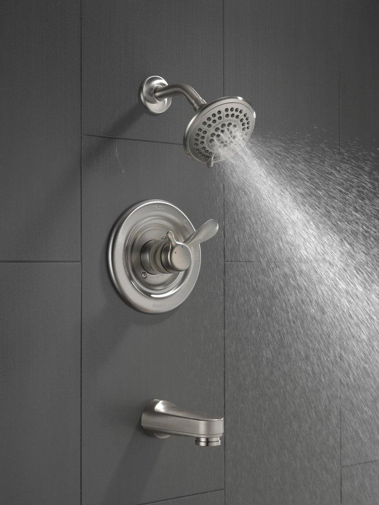 Delta Faucet Brilliance&reg; Stainless Single Handle Multi-function Bathtub & Shower Faucet (Trim Only) 