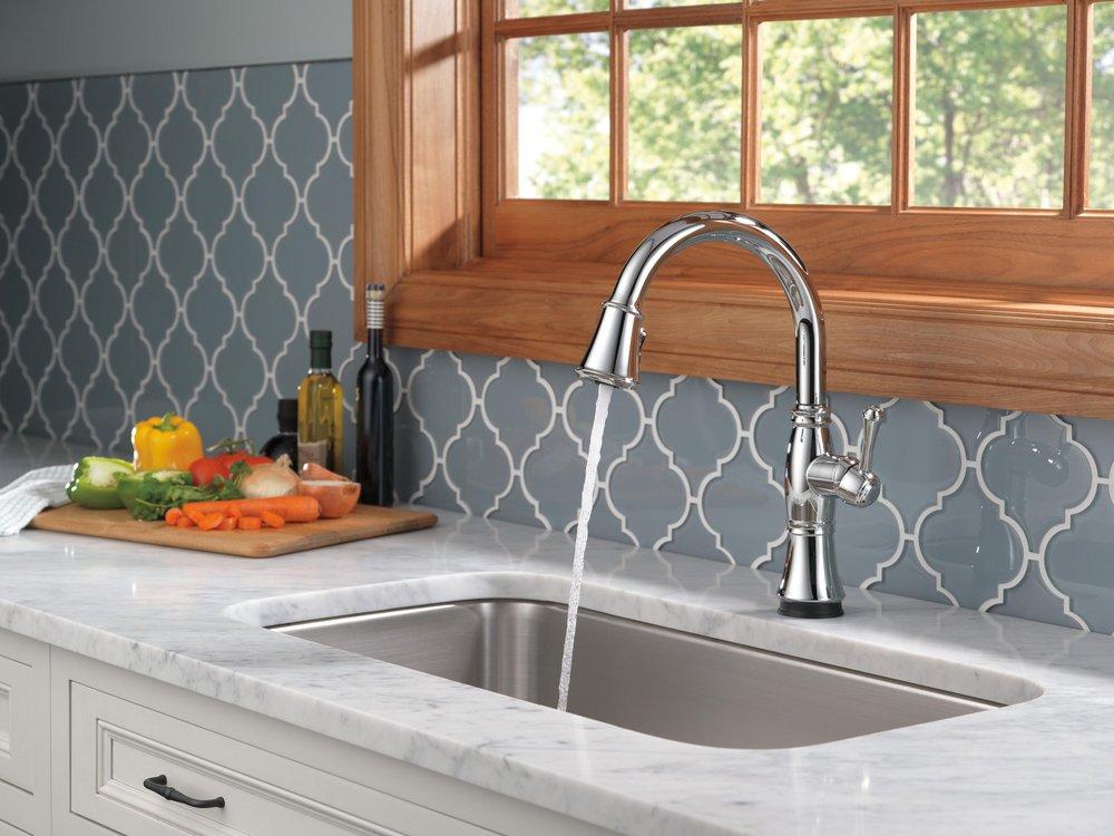Delta Faucet Chrome Single Handle Pull Down Touch Activated Kitchen Faucet 