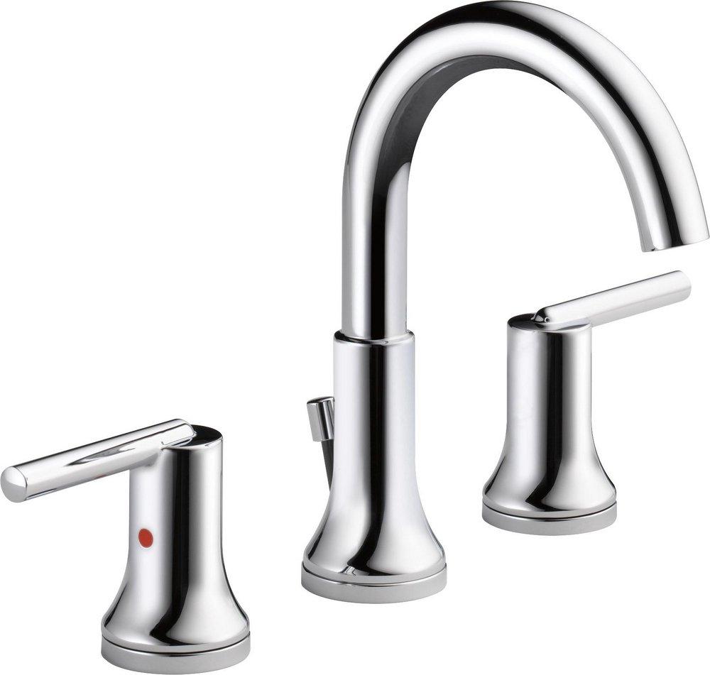 Delta Faucet Chrome Two Handle Widespread Bathroom Sink Faucet with Metal Drain Assembly 