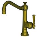 1-Hole Swivel Kitchen Faucet with Single Lever Handle in Antique Brass