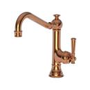 1-Hole Swivel Kitchen Faucet with Single Lever Handle in Polished Copper