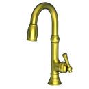 Single Handle Pull Down Bar Faucet in Antique Brass