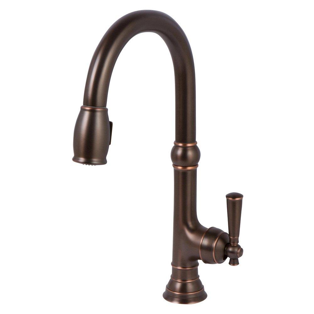Newport Brass Oil Rubbed Bronze - Hand Relieved Single Handle Pull Down Kitchen Faucet 