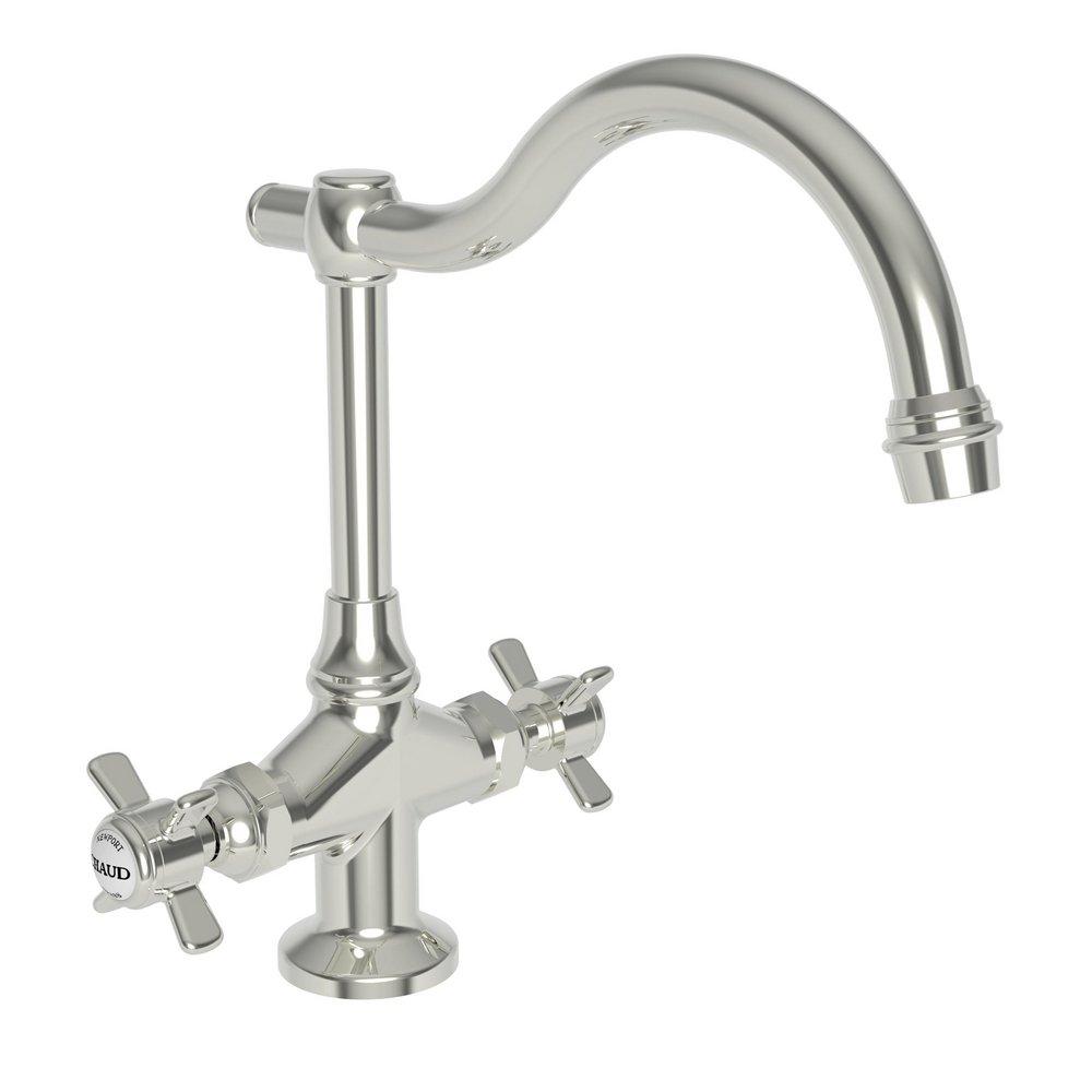 Newport Brass Polished Nickel - Natural 1-Hole Bar Faucet with Double Cross Handle 