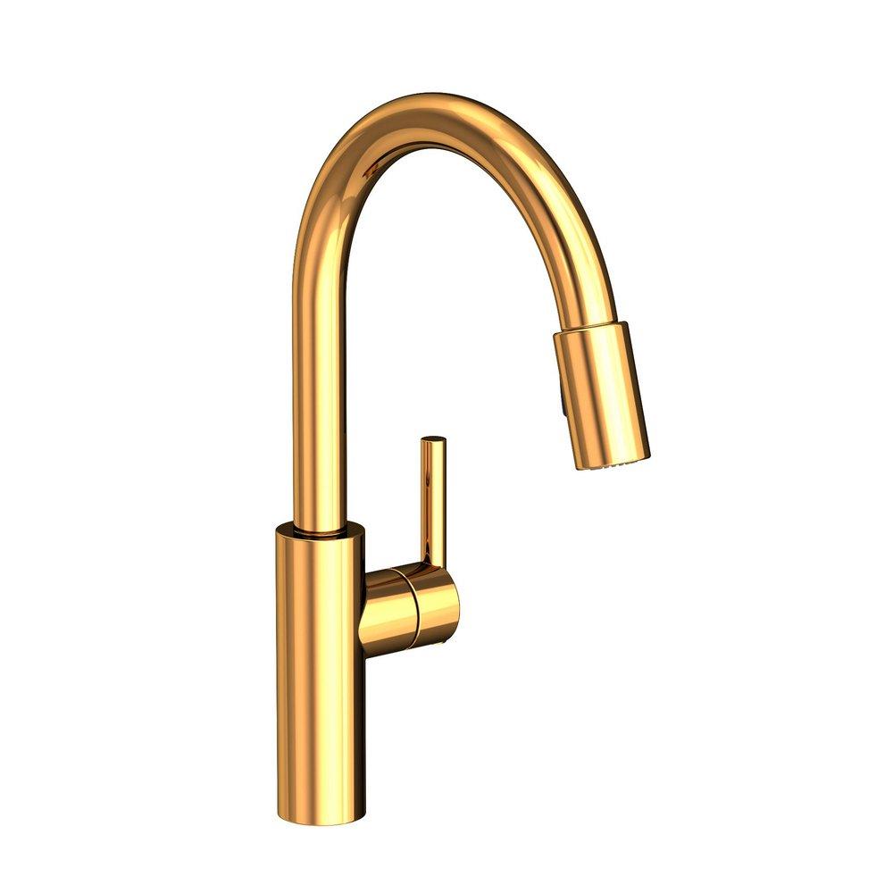 Newport Brass Polished Gold - PVD Single Handle Pull Down Kitchen Faucet 