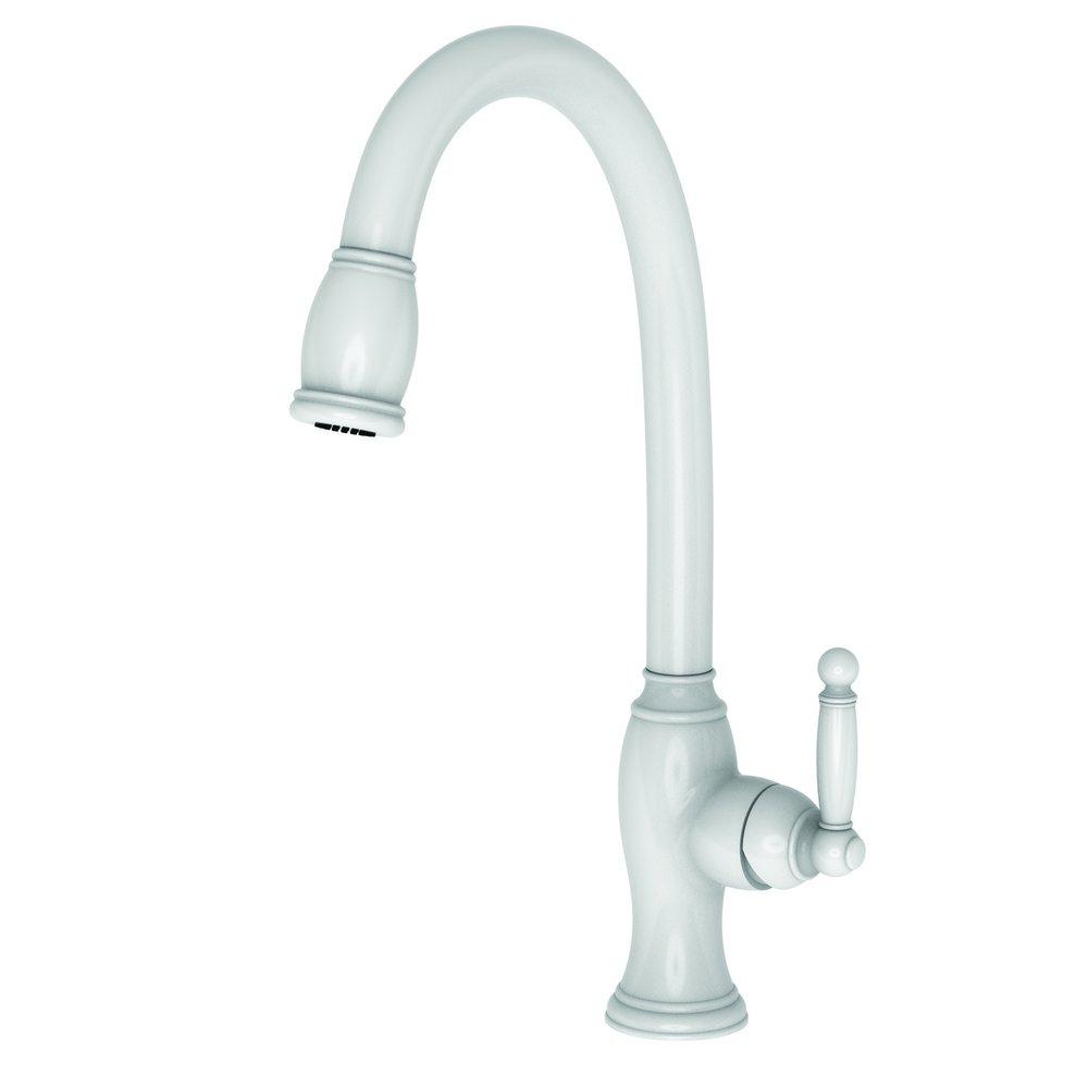 Newport Brass White Single Handle Pull Down Kitchen Faucet 