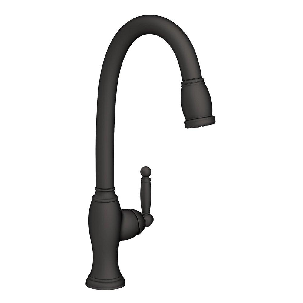 Newport Brass Flat Black Single Handle Pull Down Kitchen Faucet 
