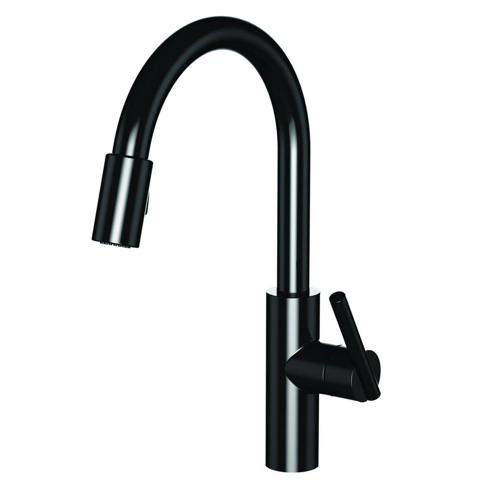 Newport Brass Gloss Black Single Handle Pull Down Kitchen Faucet 