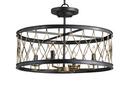 16 in. 4-Light Semi-Flush Mount Ceiling Fixture in French Black with Pyrite Bronze