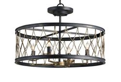 16 in. 4-Light Semi-Flush Mount Ceiling Fixture in French Black with Pyrite Bronze
