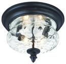 8-1/2 in. 40W 2-Light Candelabra E-12 Flush Mount Ceiling Light with Clear Hammered Glass in Black