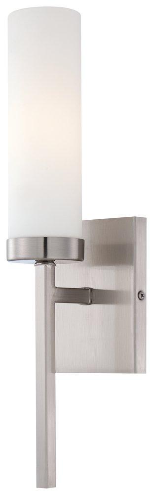 Minka Lavery Brushed Nickel 1-Light Wall Sconce with Etched Opal Glass Shade 